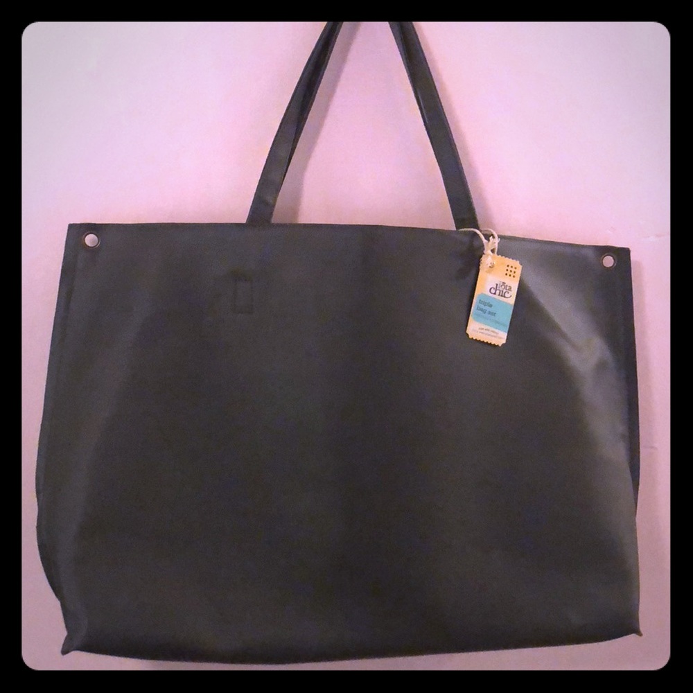 Oversized dark grey tote bag